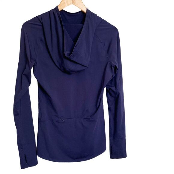 Gap Fit Run Power Brushed Athletic Pullover Hoodie Size Medium Navy Blue - Picture 3 of 3